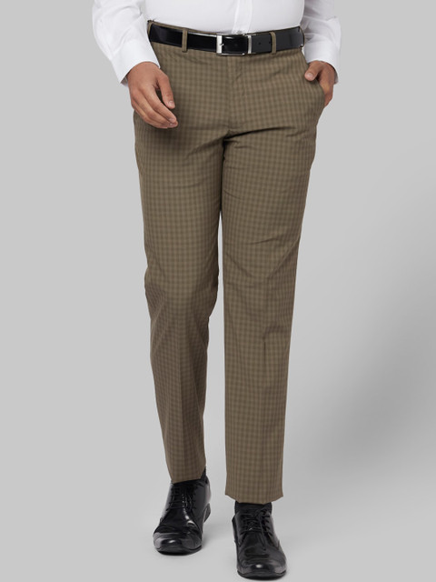 

Park Avenue Men Brown Slim Fit Checked Formal Trousers