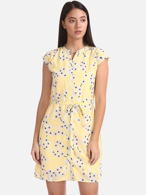 

Cherokee Women Yellow Printed A-Line Dress