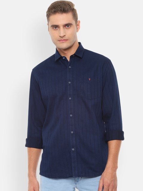 

Louis Philippe Jeans Men Navy Blue Slim Fit Striped Casual Shirt