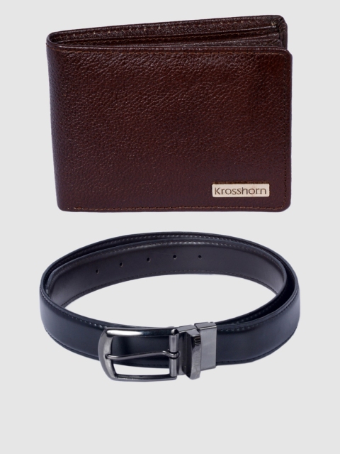 

Krosshorn Men Brown & Black Accessory Gift Set