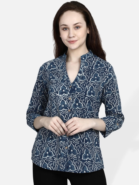 

Indigo Women Navy Blue Floral Printed Tunic
