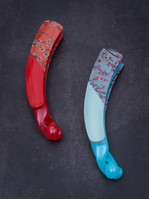 

Golden Peacock Pack Of 2 Banana Clips, Red