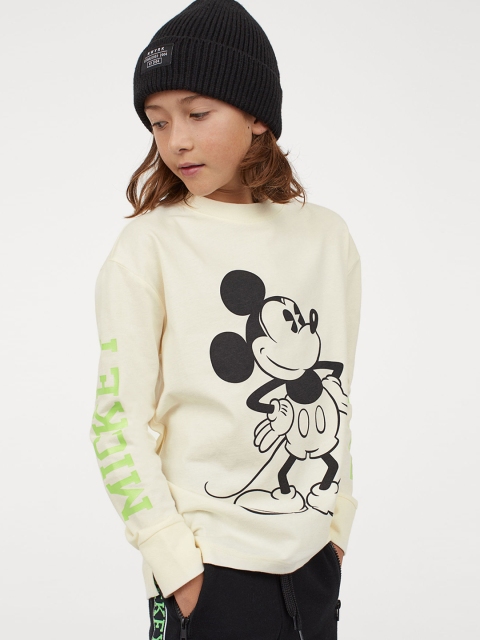 

H&M Off-White Mickey Mouse Printed Jersey Top