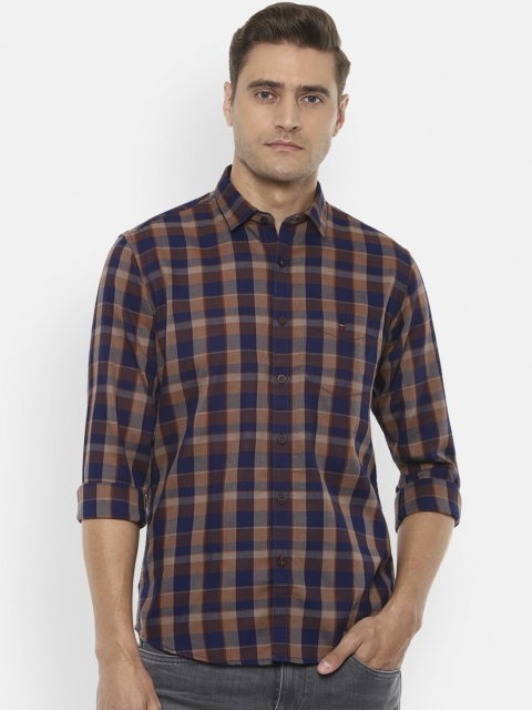 

Louis Philippe Sport Men Navy Blue & Beige Slim Fit Checked Casual Shirt
