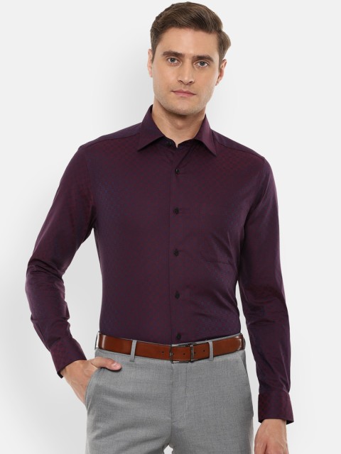 

Louis Philippe Men Maroon & Purple Regular Fit Self Design Formal Shirt