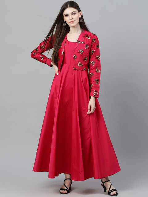 

AKS Couture Women Magenta Solid Maxi Dress