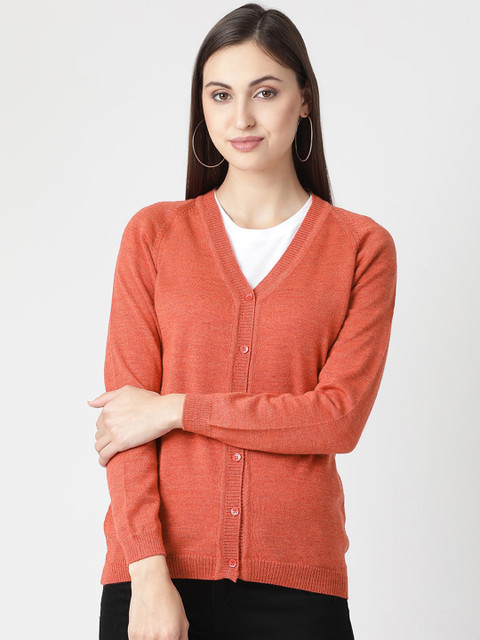 

Monte Carlo Women Rust Solid Cardigan Sweater