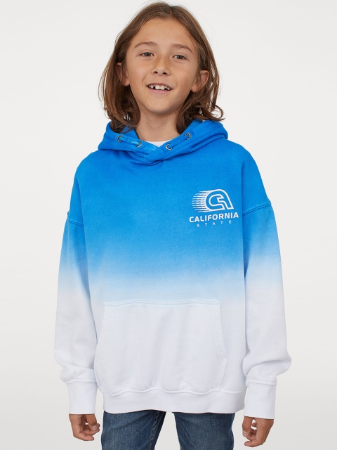 

H&M Boys Blue & White Colourblocked Hooded Sweatshirt