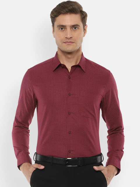

Louis Philippe Men Maroon Regular Fit Self Design Formal Shirt