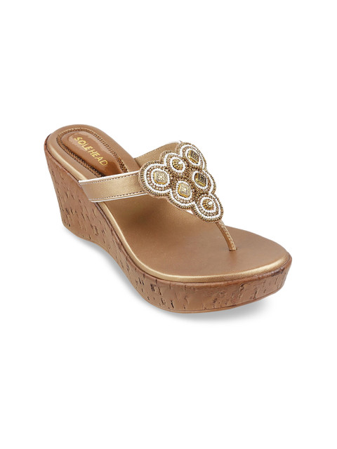 

SOLE HEAD Women Copper-Toned Embellished Sandals