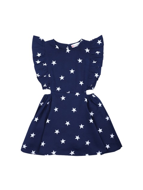

First Kick Girls Navy Blue Printed A-Line Dress
