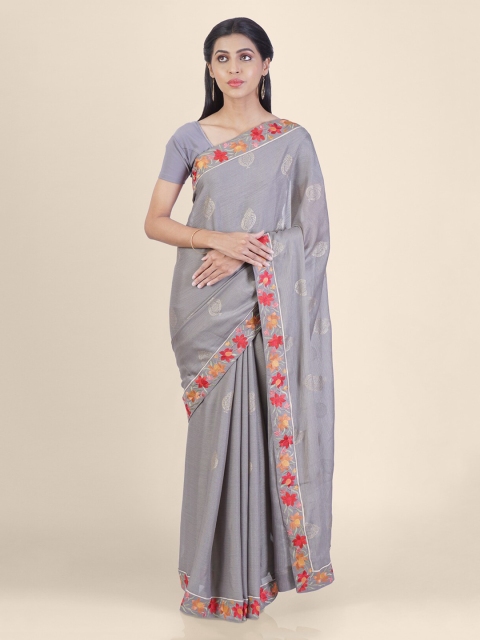 

Hastakala Grey Woven Design Poly Georgette Saree