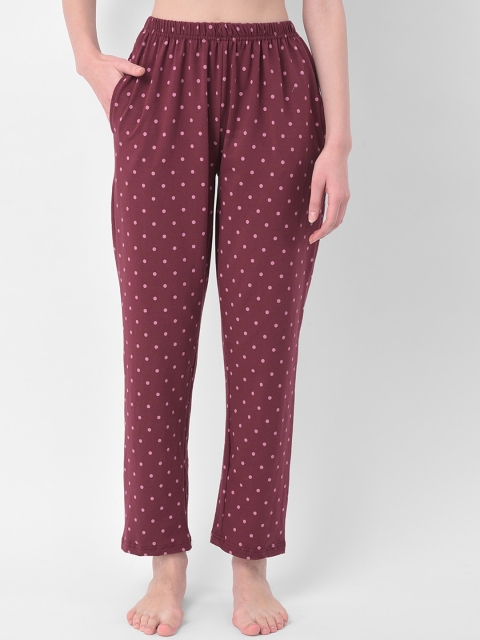 

Clovia Women Maroon & Pink Printed Lounge Pants