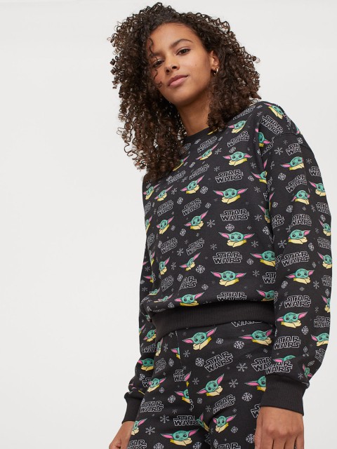 

H&M Women Black Printed Sweatshirt