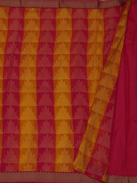 

Pothys Magenta & Yellow Poly Georgette Printed Saree