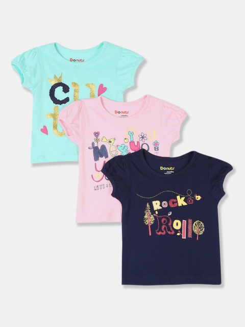

Donuts Girls Multicoloured Pack of 3 Printed Round Neck T-shirt, Multi
