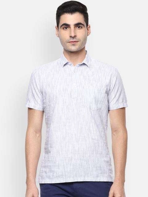 Louis Philippe Sport Men White Slim Fit Printed Casual Shirt