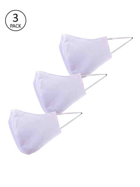 

Lioncrown Unisex Pack of 3 White Solid 3-Ply Anti-Pollution Reusable Cloth Masks