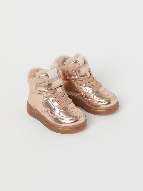 

H&M Kids Rose Gold-Toned Faux Shearling-Lined Hi-Tops