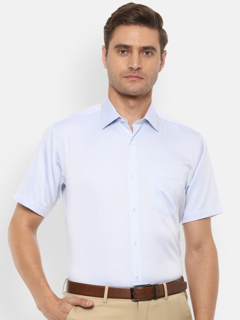 Van Heusen Men Blue Regular Fit Self Design Formal Shirt