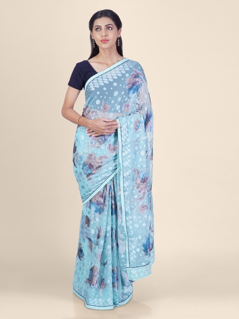 

Hastakala Blue & Grey Brasso Printed Handloom Saree