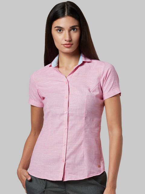 

Park Avenue Woman Women Pink Regular Fit Checked Casual Shirt