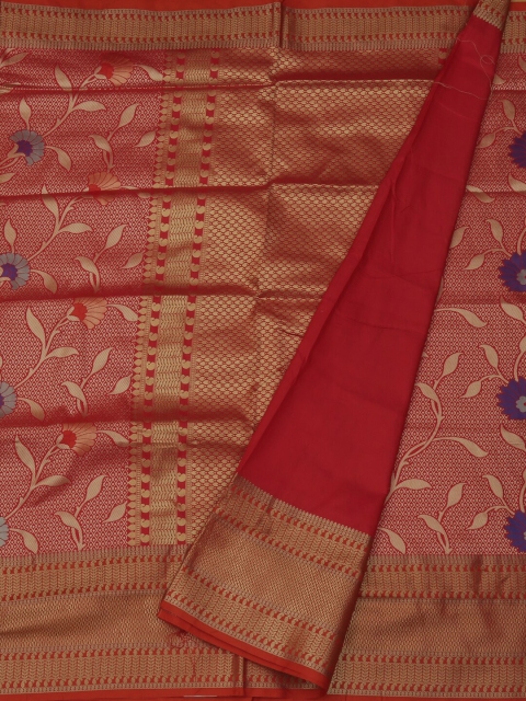 

Pothys Red & Gold-Toned Jute Silk Woven Design Saree