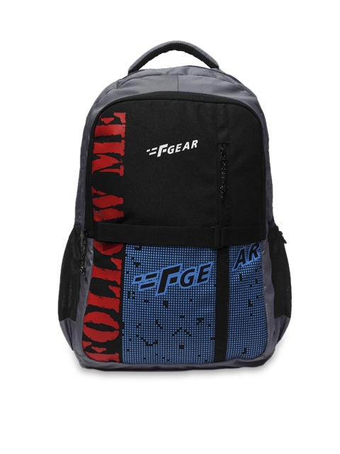 

F Gear Unisex Grey & Blue Graphic Backpack