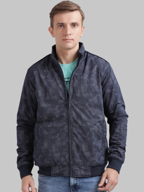 

Parx Men Blue Printed Reversible Bomber