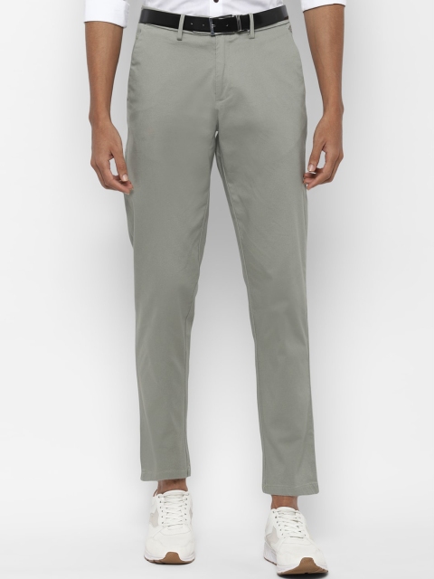 

Allen Solly Men Olive Green Slim Fit Self Design Regular Trousers