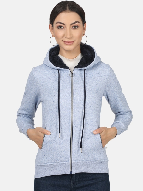 

Monte Carlo Women Blue Solid Hooded Sweatshirt
