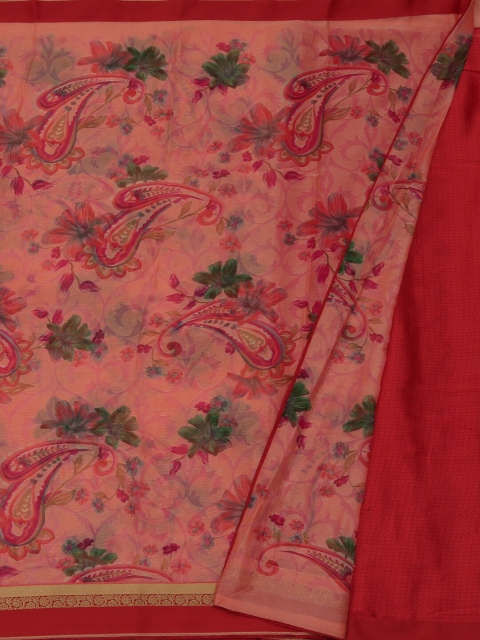 

Pothys Pink Printed Poly Georgette Saree
