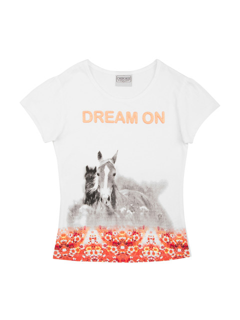 

Cherokee Girls White Printed Round Neck T-shirt