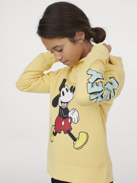 

H&M Girls Yellow & White Printed Hoodie