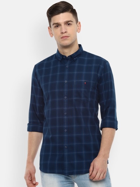 

Louis Philippe Jeans Men Navy Blue Slim Fit Checked Casual Shirt