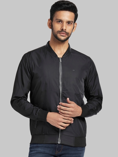 

Parx Men Black Printed Open Front Jacket