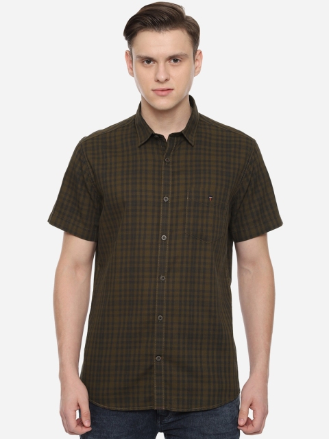 

Louis Philippe Sport Men Olive Green Slim Fit Checked Casual Shirt