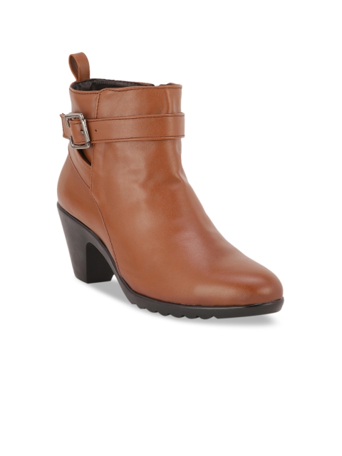 

Bruno Manetti Women Tan Brown Solid Heeled Boots