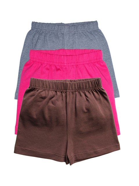 

KiddoPanti Girls Pack of 3 Regular Fit Cycling Shorts, Grey melange
