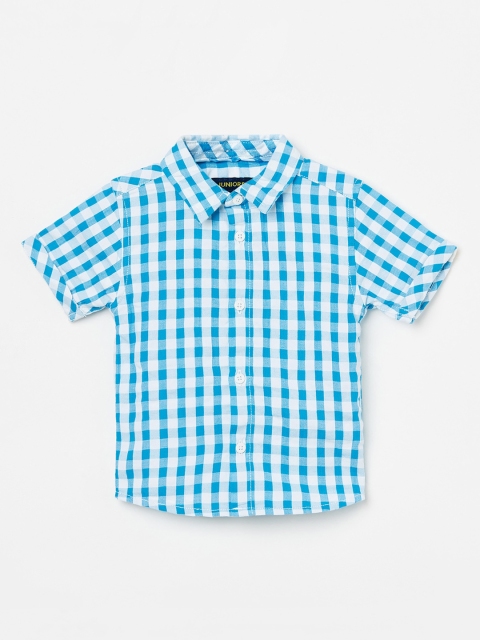 

Juniors by Lifestyle Boys Blue & White Slim Fit Checked Casual Shirt