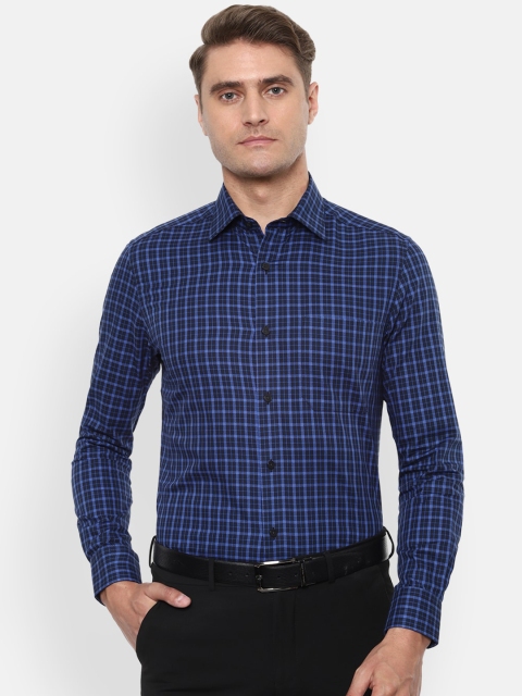 

Louis Philippe Men Blue Regular Fit Checked Formal Shirt