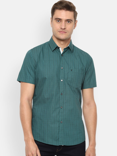 

Van Heusen Sport Men Green & Black Slim Fit Striped Casual Shirt