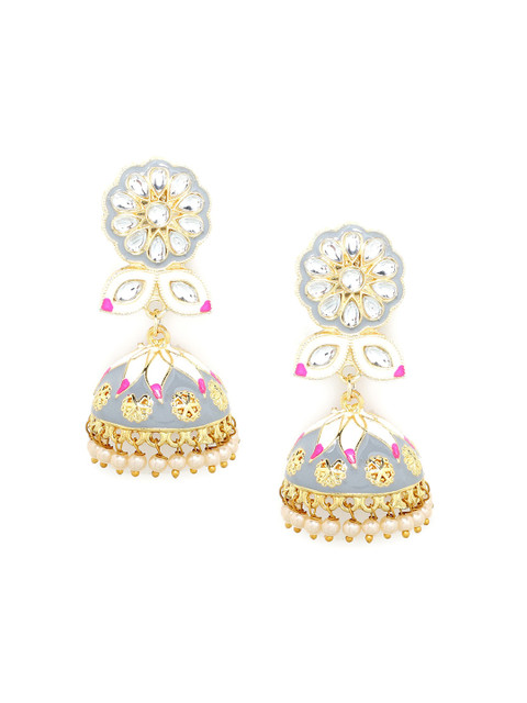 

Kairi Grey & White Floral Jhumkas