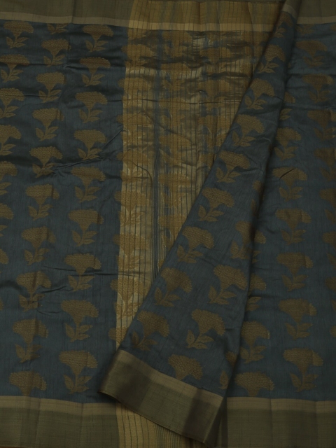 

Pothys Grey & Gold-Toned Jute Silk Woven Design Saree