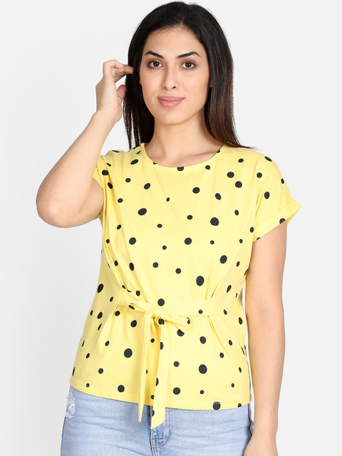 

Yaadleen Women Yellow Polka Dots Printed Top