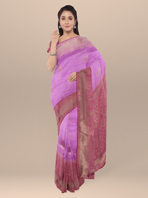 

KLM Fashion Mall Pink Woven Design Silk Blend Saree