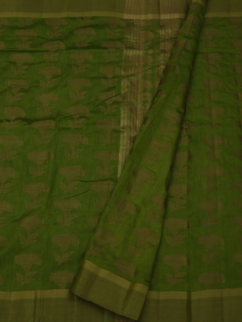 

Pothys Olive Green Woven Design Jute Silk Saree