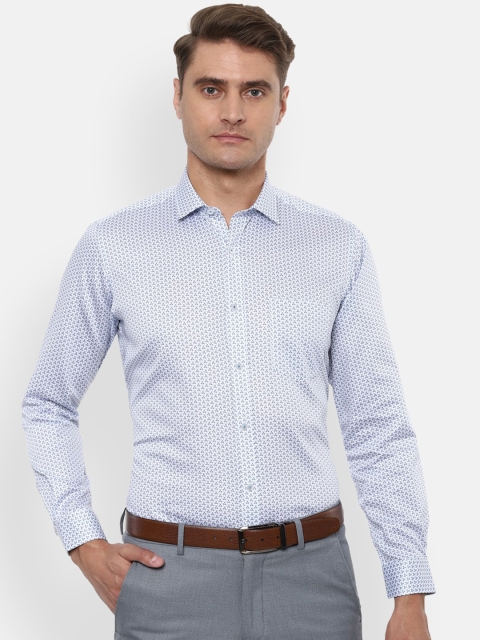 

Van Heusen Men White & Blue Regular Fit Printed Formal Shirt