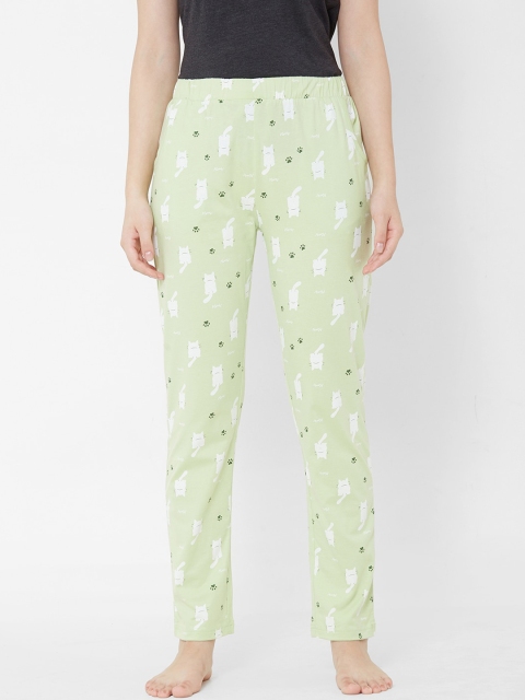 

Sweet Dreams Women Green & White Floral Printed Lounge Pants