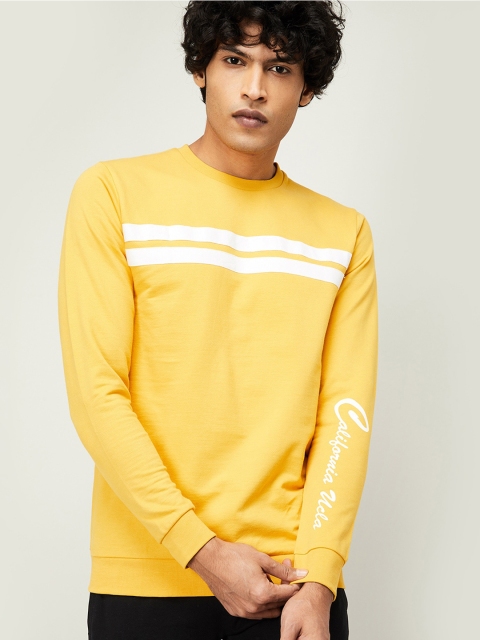 

UCLA Men Yellow Striped Sweatshirt